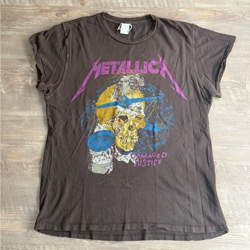 MadeWorn Metallica Damaged Justice Vintage Print Single Stitch Tee